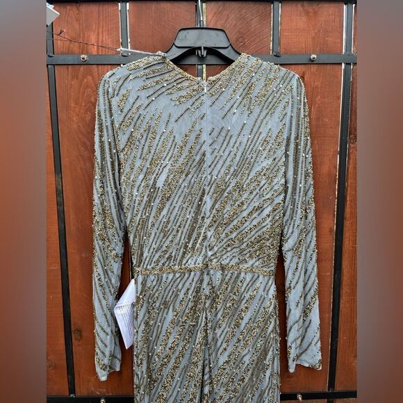 MAC DUGGAL Dress Size 10 Evening Gown Sequin Long Sleeve Beaded Column NEW - Picture 8 of 10